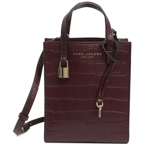 Marc Jacobs Leather Croc Embossed Syrah Crossbody Tote Nwt ❤ - Picture 6 of 12